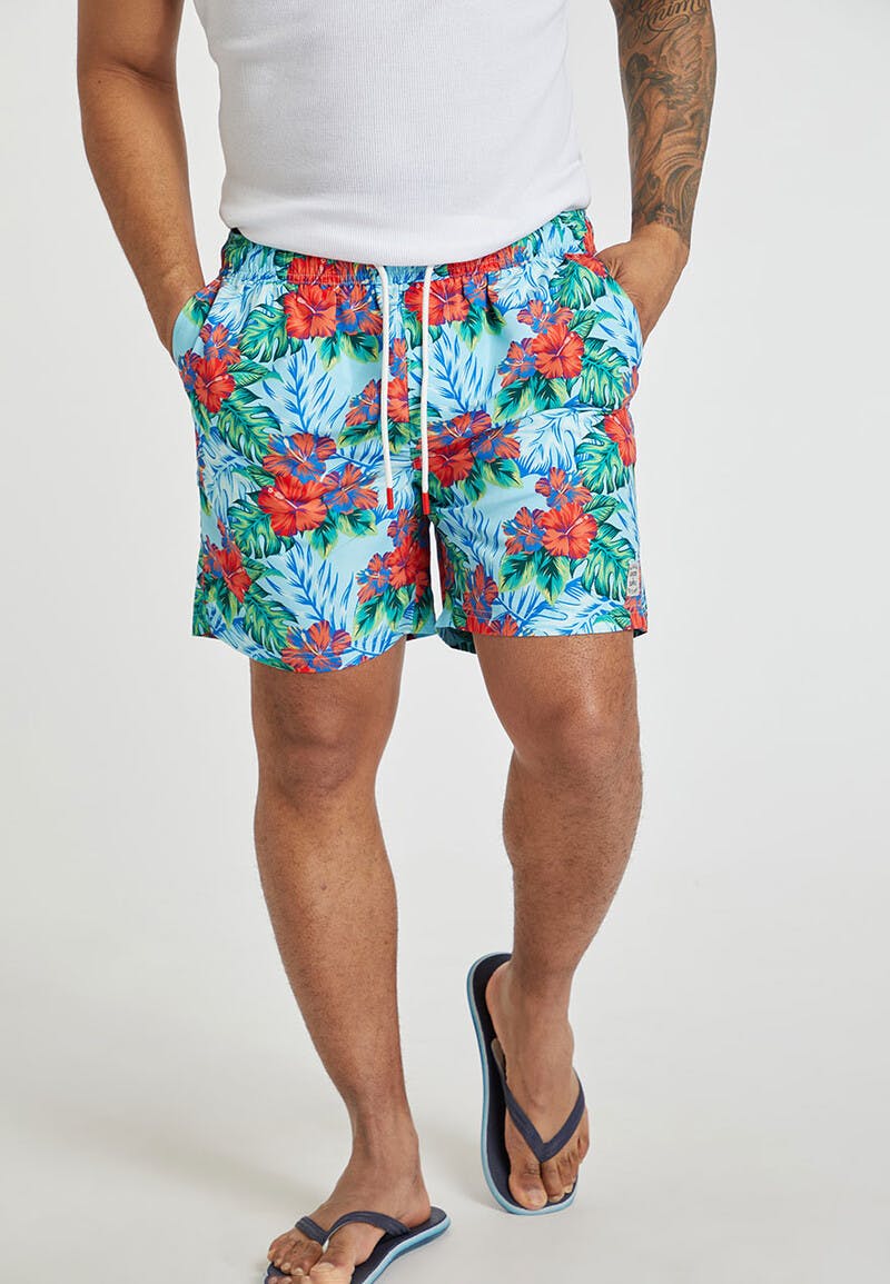 Hibiscus Floral Print Swim Shorts1
