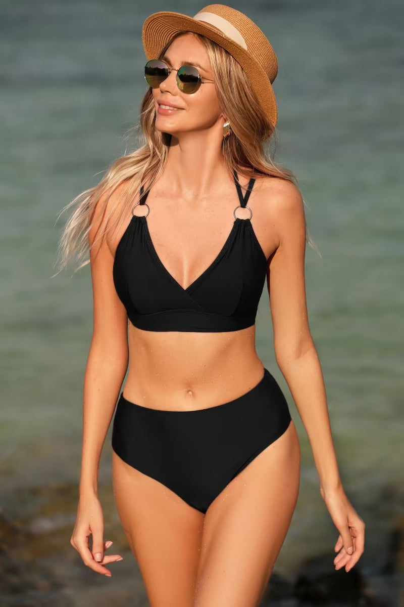 Strappy Plus Size O-Ring Bralette & High Waist Bikini Set – The Beach  Company