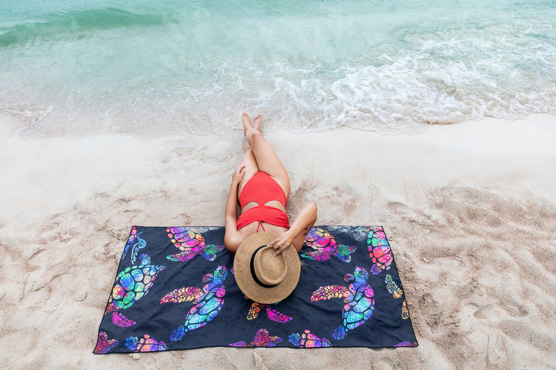 Turtle Print Suede Beach Towel