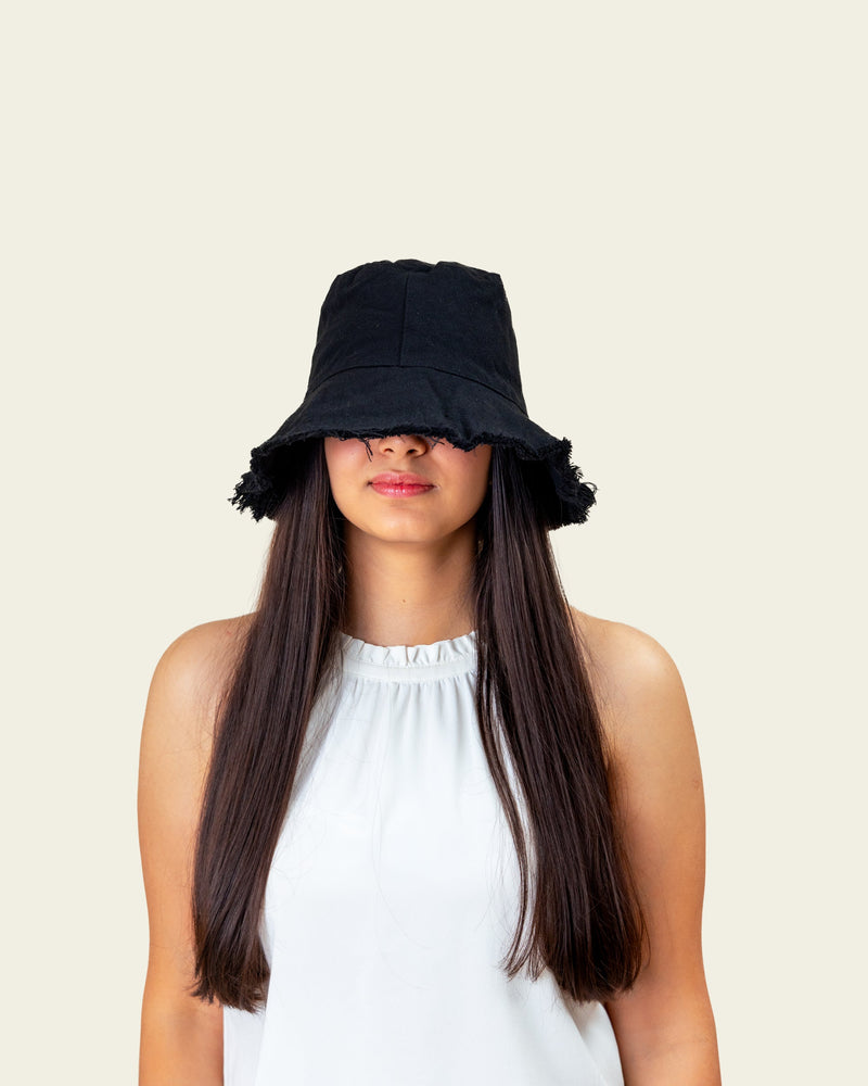 Bucket Hat Fringe Black