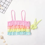 Multicolor Frilled 2pcs Bikini Set