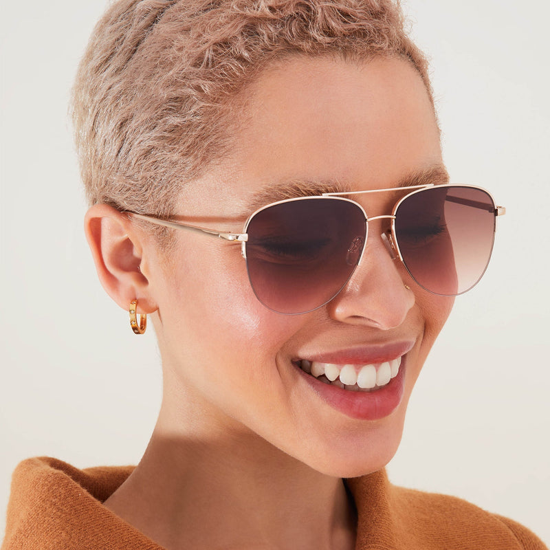 Gold Half Frame Aviator Sunglasses Ladies Eyewear Online The Beach Company