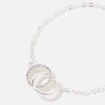 Silver-Toned CZ Linked Circles Bracelet