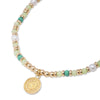 Green Bead, Pearl & Coin Anklet