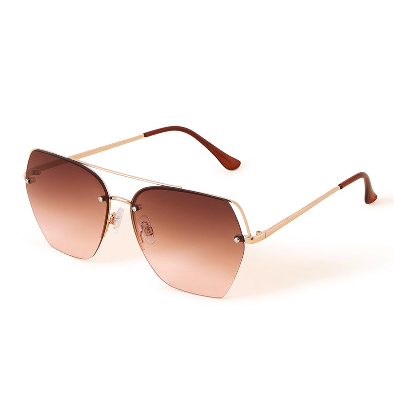 Gold Rimless Aviator Sunglasses