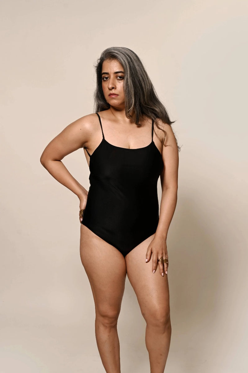 Black Jane One Piece with Criss Cross Crow Back