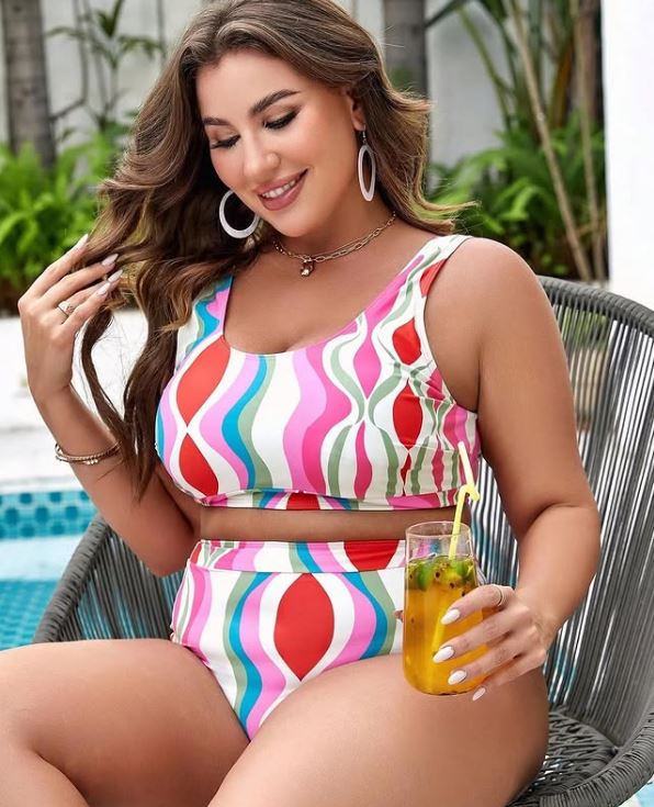 Plus Size Multi Print Bikini Set - Main Image