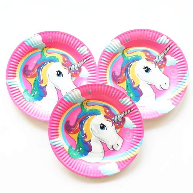 Unicorn Paper Plates Pool Party Supplies at The Beach Company