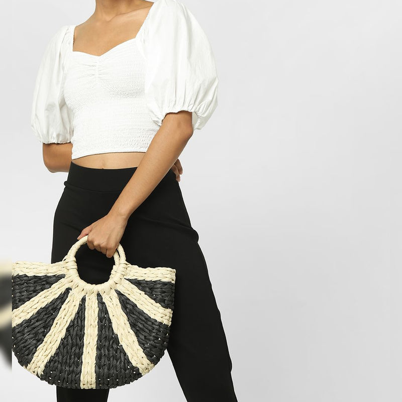 Black Straw Bag