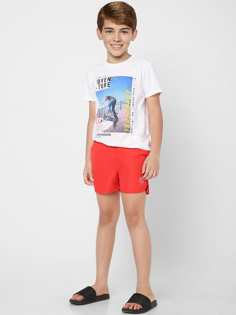 The Beach Company India - Buy boys swimwear online - Red Swim Shorts for boys - swimming shorts for young boys