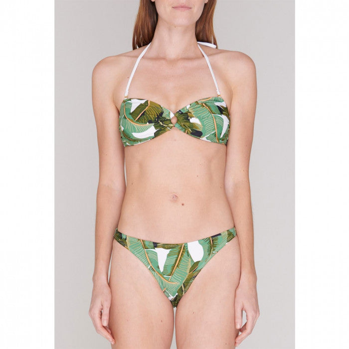 Palm Print Bandeau Bikini Set