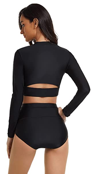 UV Sun Protection Monochrome Long Sleeve Rash Guard BoyShorts Set I Swimwear  | The Beach Company