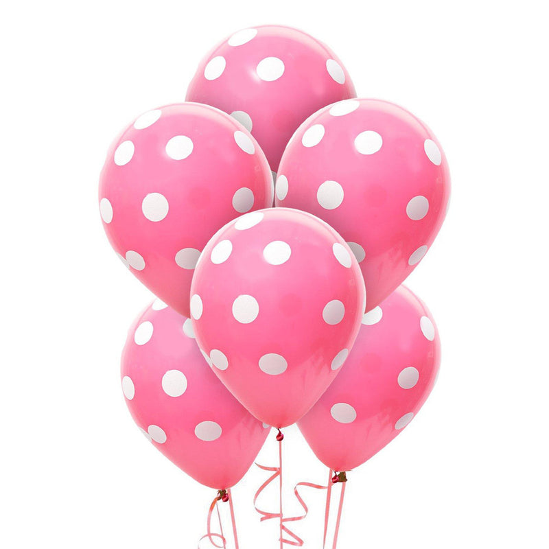 Pink Polka Latex Balloons (Pack of 6)