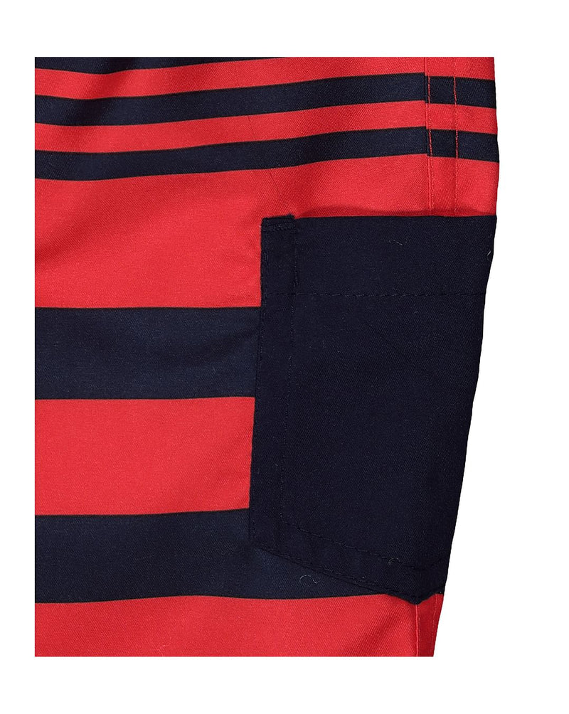 Navy And Red Stripe Swim Shorts