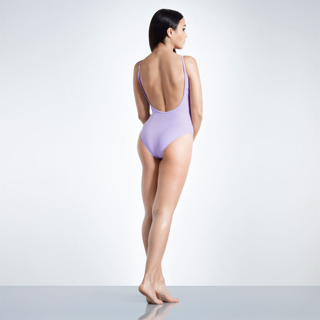 The Beach company online - swimwear online - slogan swimsuit - lavender swimsuit - scoop neck swimwear - removable padding swimsuit - low back swimwear  