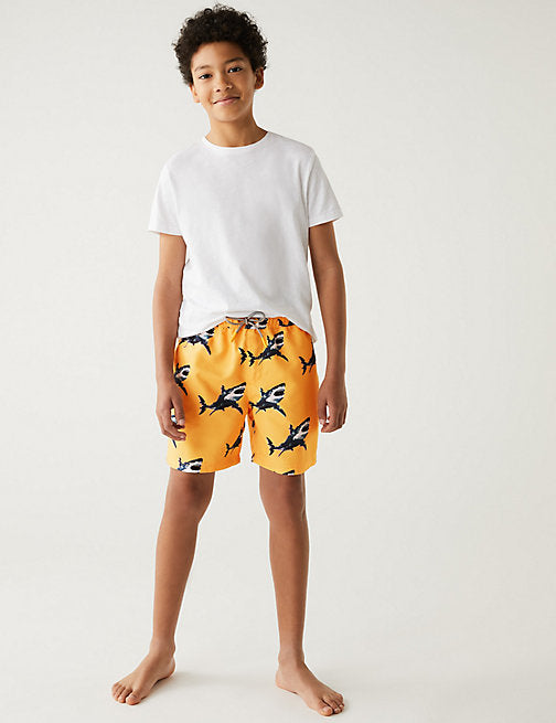 The Beach Compay India - Buy printed swimwear online at low prices - Shark Print Swim Shorts - swim shorts for boys - boys swimming costume
