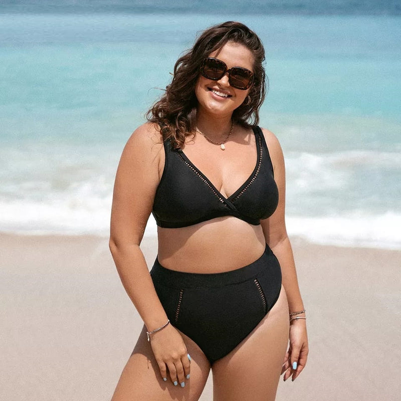 The Beach Company - plus size two piece swimming costume - black swimwear for women - shop online for beachwear 