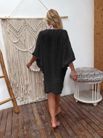 Contrast Crochet Batwing Cover Up