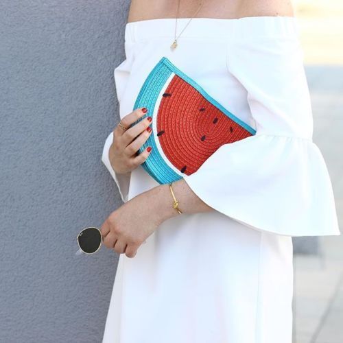 Watermelon Straw Clutch Bag