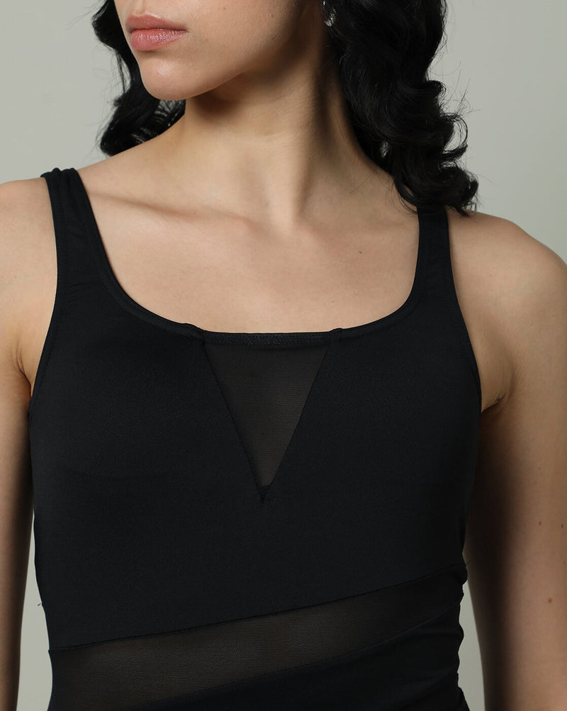 Mesh Scoop Neck Swimsuit
