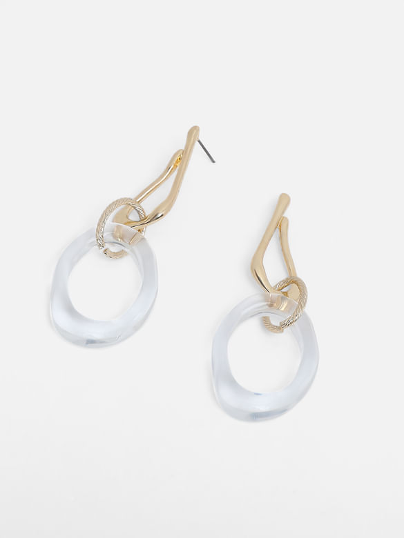 Gold & White Drop Earrings