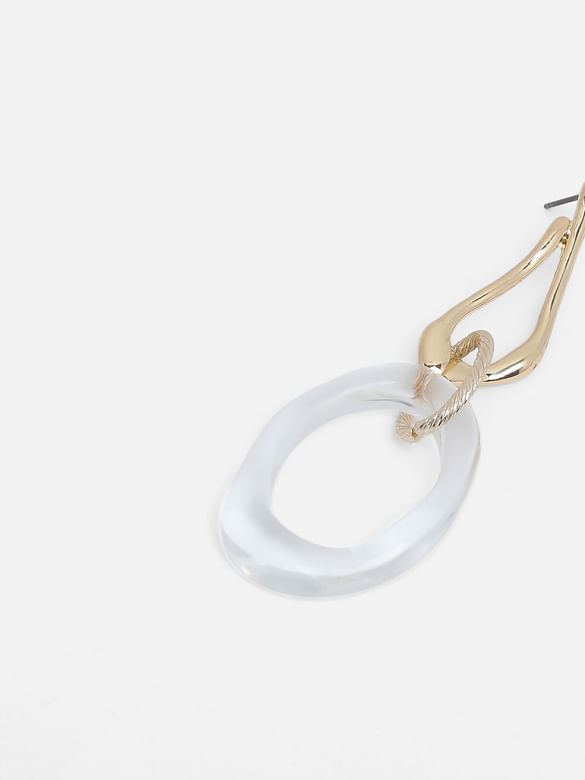 Gold & White Drop Earrings