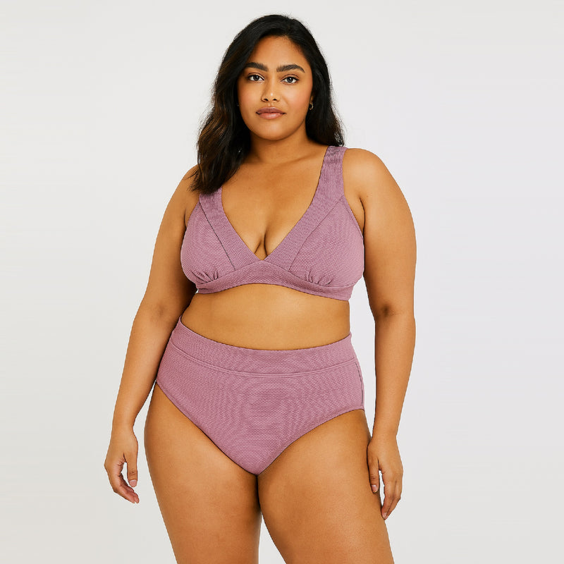 Retro Banded Bralette High Waist PLUS SIZE Bikini Set