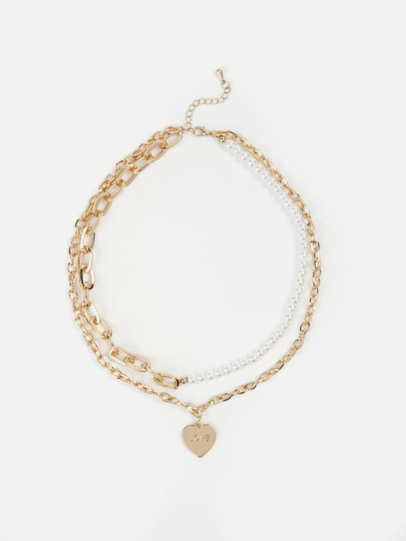 Golden Faux & Pearl Necklace