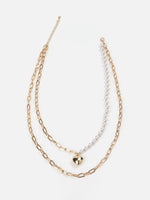 Golden Faux & Pearl Necklace