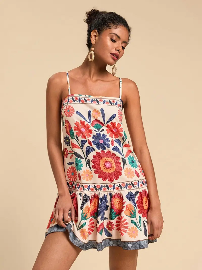 Floral Print Strappy Dress