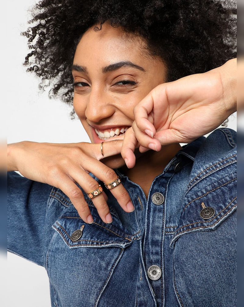 Golden Embossed Rings - Pack of 3