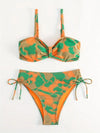 Green and orange camouflage bikini set 