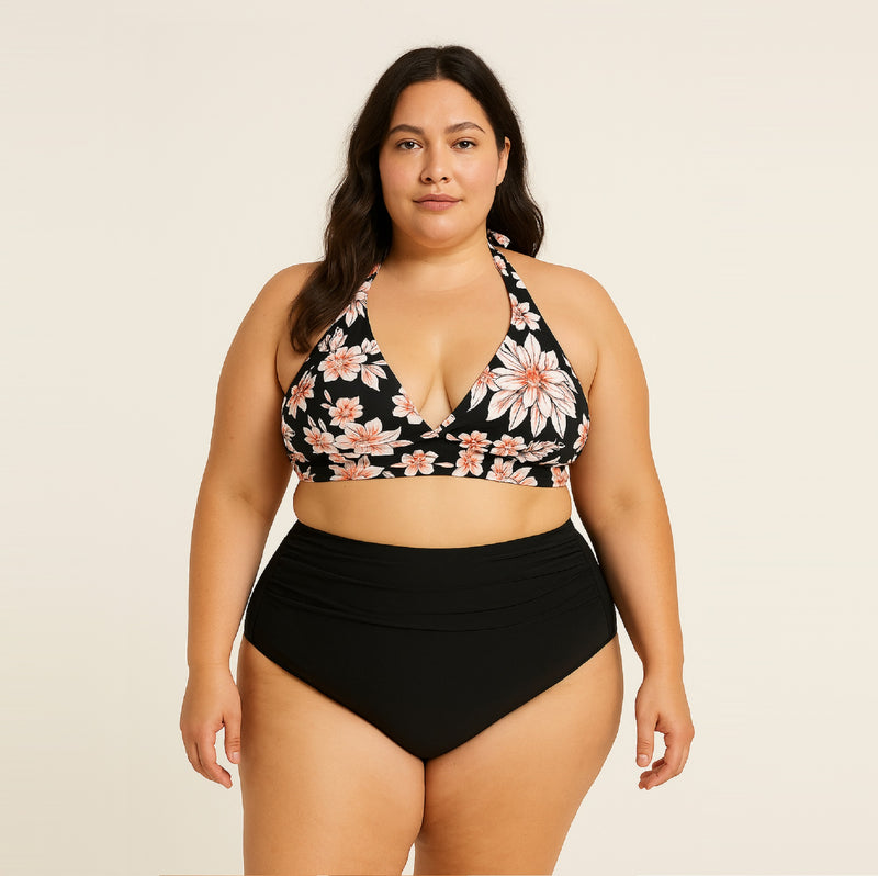 Floral V-Neck Knotted PLUS SIZE Set