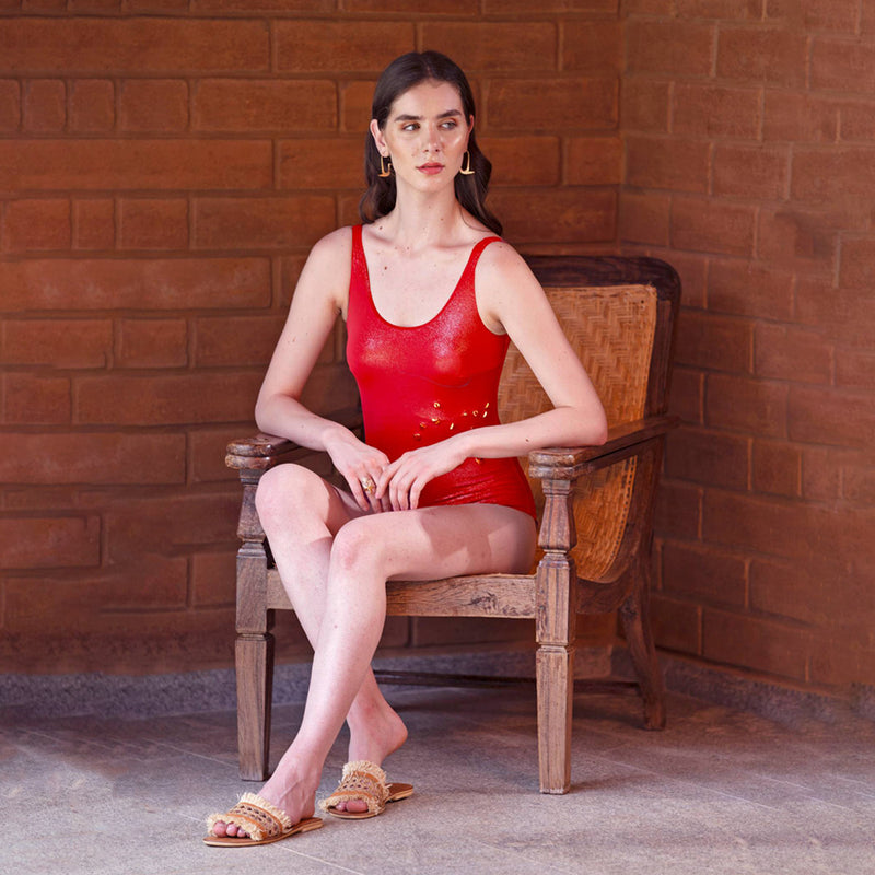 Crimson Shimmer Swimsuit