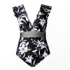 Floral Print V-Neck Plus Size One Piece