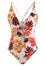 Floral Lace Up Swimsuit