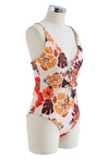 Blooming Floral Front & Back Lace Up Swimsuit