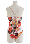 Floral Lace Up Swimsuit