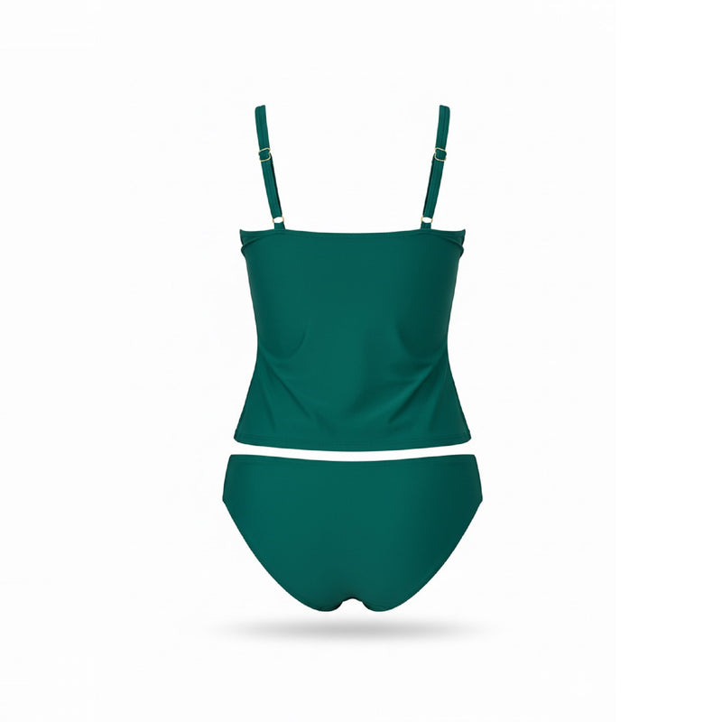 V Neck Square Ring Tankini Set