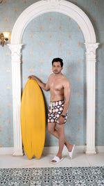 Nude Patterned Men Swim Shorts