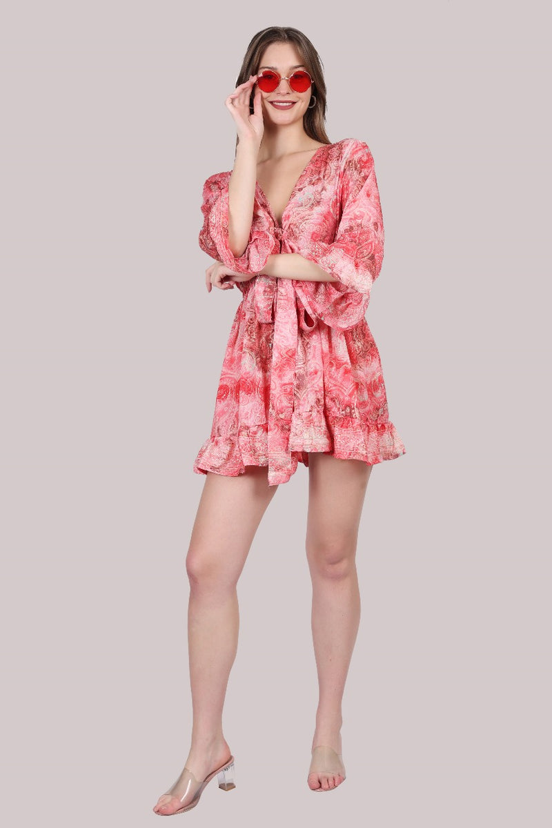 Red Printed Cover-up Kimono