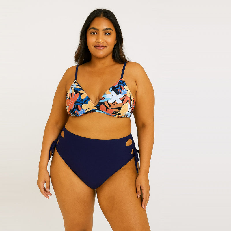 Floral Drawstring Mid Waist PLUS SIZE Bikini Set