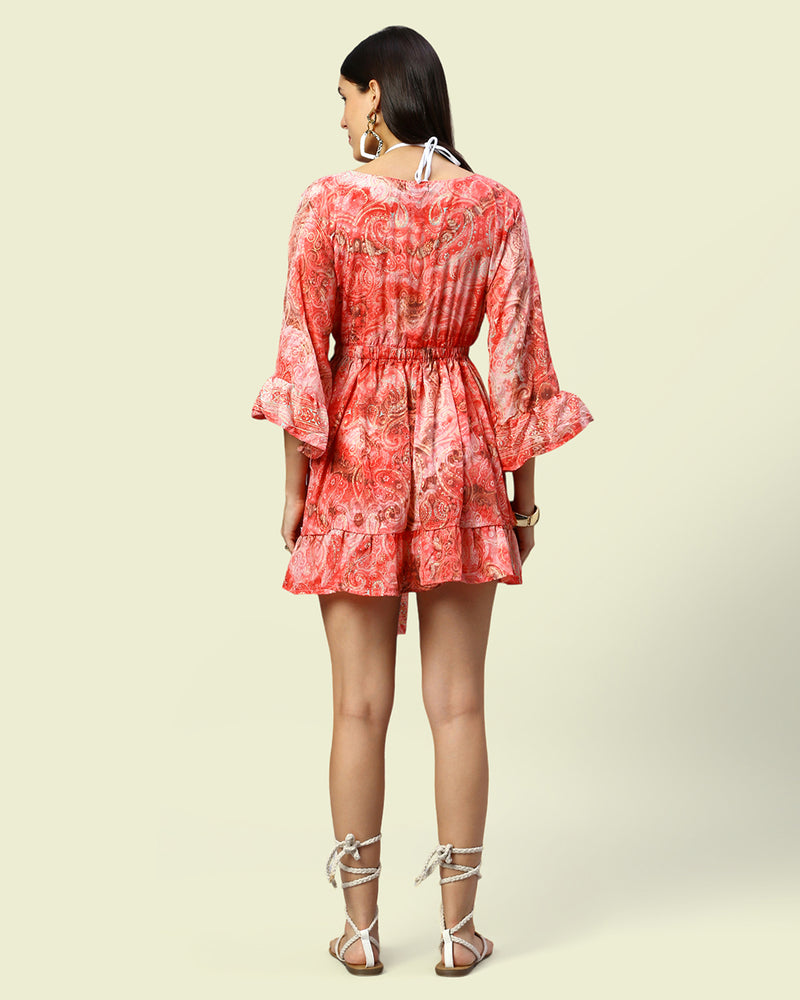 Red Printed Cover-up Kimono