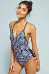 Seafolly Sun Temple Deep V Maillot (Plus Size)