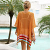 Rainbow Striped Hem Slit Cover-Up