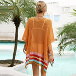 Rainbow Striped Hem Slit Cover-Up