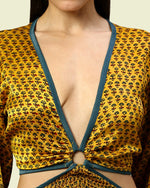 Yellow Silk Cut Out Short Dress