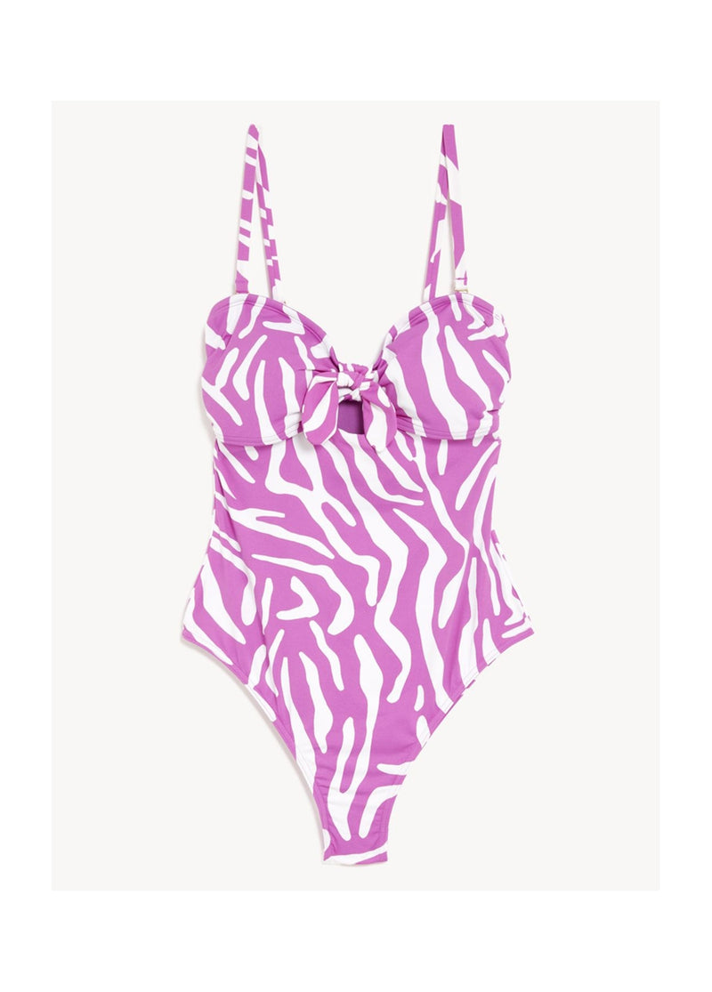 Abstract Print Tie Detail Swimsuit