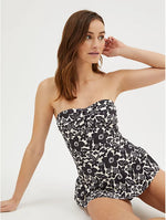Black Floral Skirted Swimsuit