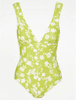 Green Floral Print Swimsuit